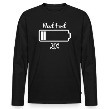 Need Fuel Low Battery Tee - Männer Premium Bio Langarmshirt - Schwarz - Vorne - Nico (187cm)