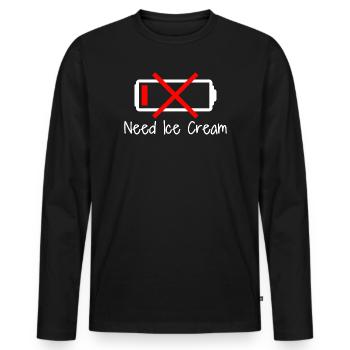Batterie faible drôle - T-shirt manches longues Premium bio Homme - noir - Devant - Nico (187cm)