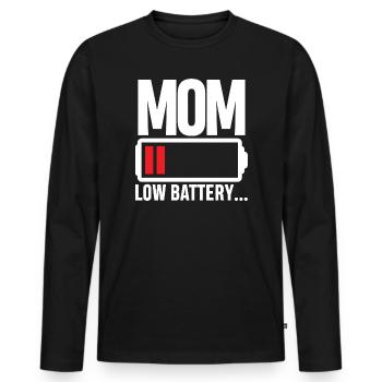 Batterie de maman faible - T-shirt manches longues Premium bio Homme - noir - Devant - Nico (187cm)