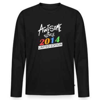 2014 - Jahrgang 2014 - Fantastisch seit 2014 - Männer Premium Bio Langarmshirt - Schwarz - Vorne - Nico (187cm)