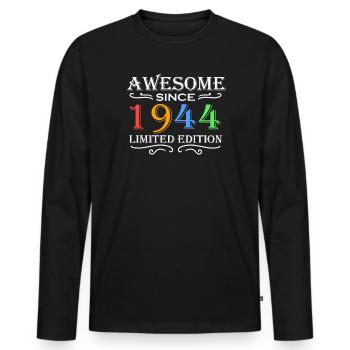 1944 - Né en 1944 - Fantastique depuis 1944 - T-shirt manches longues Premium bio Homme - noir - Devant - Nico (187cm)