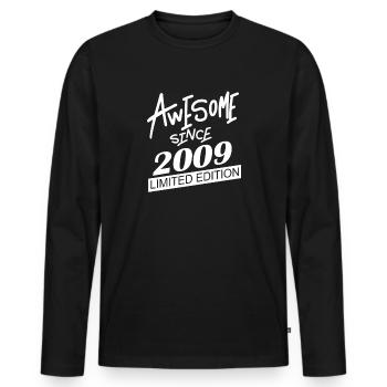 2009 - Jahrgang 2009 - Fantastisch seit 2009 - Männer Premium Bio Langarmshirt - Schwarz - Vorne - Nico (187cm)