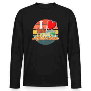 I love Amsterdam Holiday T-Shirt - Men's Premium Organic Long Sleeve Shirt - black - Front - Nico (187cm)