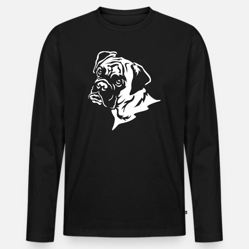 Boxer Kopf "Black Edition" - Männer Premium Bio Langarmshirt - Schwarz