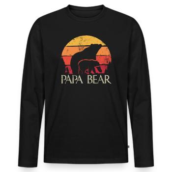 Papa Bear Sunset Logo - Men's Premium Organic Long Sleeve Shirt - black - Front - Nico (187cm)