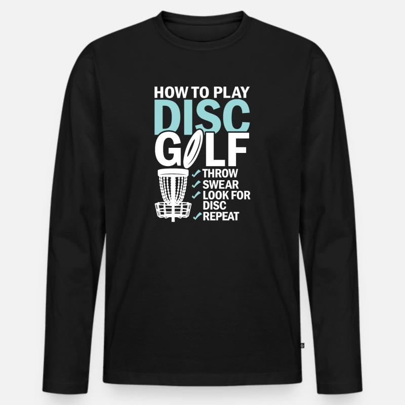 Discgolf Lernen Motivation Design - Männer Premium Bio Langarmshirt - Schwarz