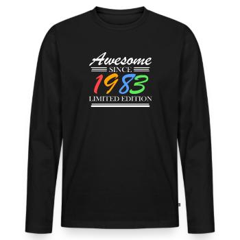 1983 - Jahrgang 1983 - Fantastisch seit 1983 - Männer Premium Bio Langarmshirt - Schwarz - Vorne - Nico (187cm)