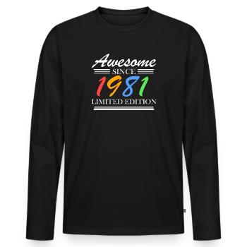 1981 - Né en 1981 - Fantastique depuis 1981 - T-shirt manches longues Premium bio Homme - noir - Devant - Nico (187cm)