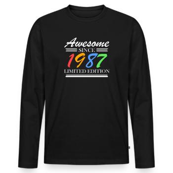 1987 - Jahrgang 1987 - Fantastisch seit 1987 - Männer Premium Bio Langarmshirt - Schwarz - Vorne - Nico (187cm)