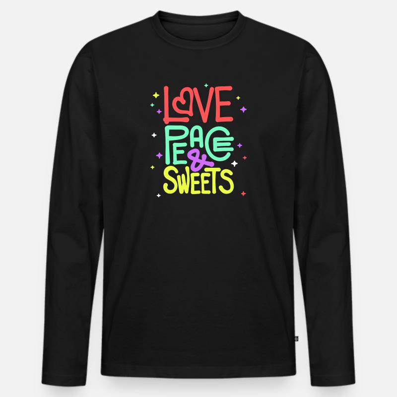 Süßigkeiten Statement Nachspeise Naschkatzen - Männer Premium Bio Langarmshirt - Schwarz