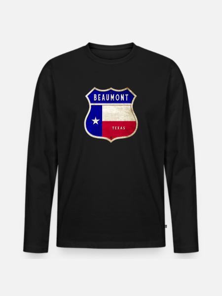 Beaumont Texas crest flags design - Men's Premium Organic Long Sleeve Shirt - black