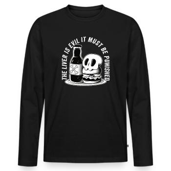 The liver is evil and is punished - Men's Premium Organic Long Sleeve Shirt - black - Front - Nico (187cm)