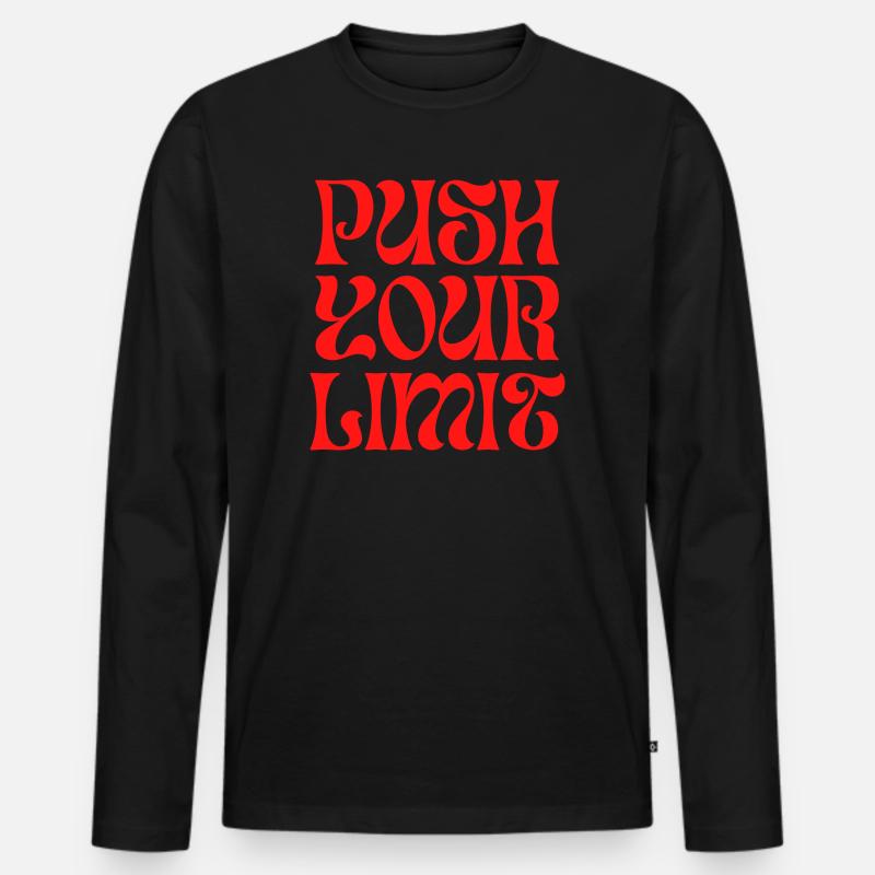 Push Your Limits Psychedelischer Schriftzug - Männer Premium Bio Langarmshirt - Schwarz