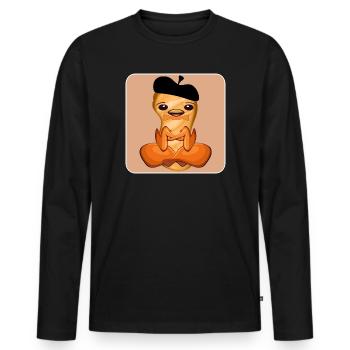 CHICKEN BERET CAP - Men's Premium Organic Long Sleeve Shirt - black - Front - Nico (187cm)