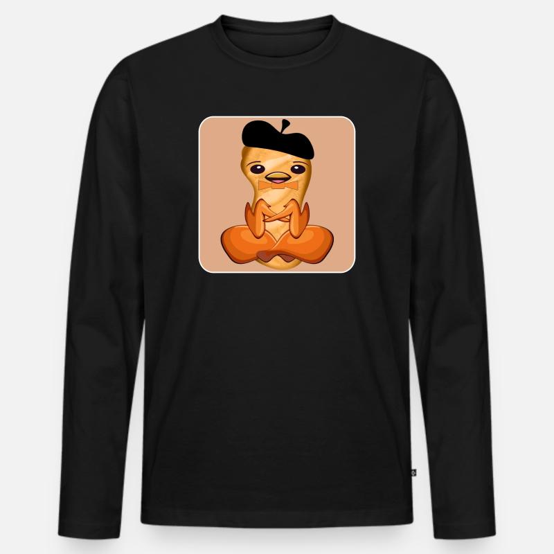BBQ BRATHÄHNCHEN | BAGUETTE BASKENMÜTZE - Männer Premium Bio Langarmshirt - Schwarz