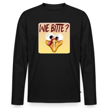Wie bitte - Männer Premium Bio Langarmshirt - Schwarz - Vorne - Nico (187cm)