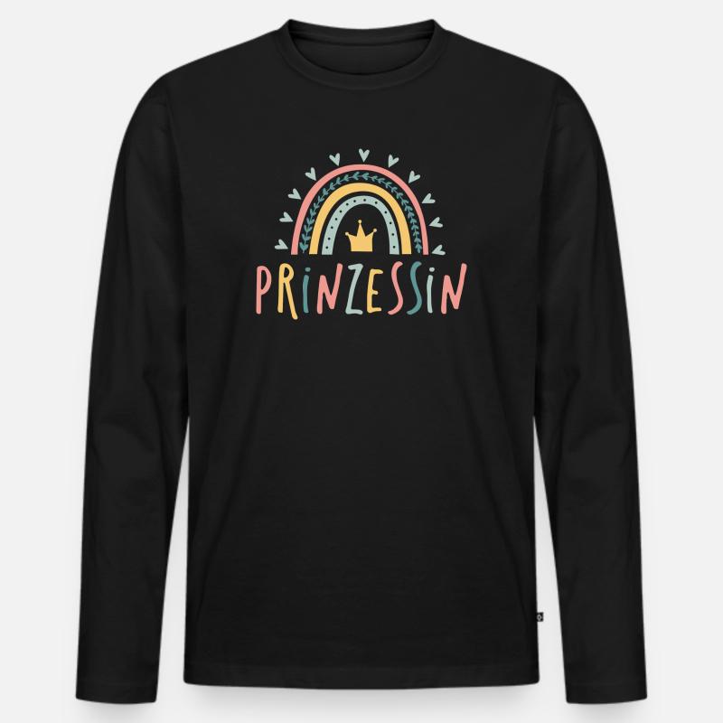 Prinzessin - Regenbogen - Männer Premium Bio Langarmshirt - Schwarz