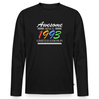 1993 - Jahrgang 1993 - Fantastisch seit 1993 - Männer Premium Bio Langarmshirt - Schwarz - Vorne - Nico (187cm)