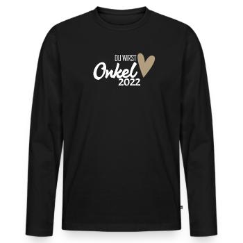 Onkel 2022 - Onkel werden - Du wirst Onkel - Männer Premium Bio Langarmshirt - Schwarz - Vorne - Nico (187cm)
