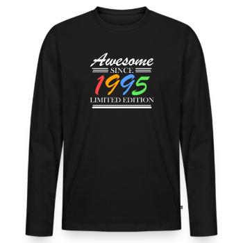 1995 - Jahrgang 1995 - Fantastisch seit 1995 - Männer Premium Bio Langarmshirt - Schwarz - Vorne - Nico (187cm)