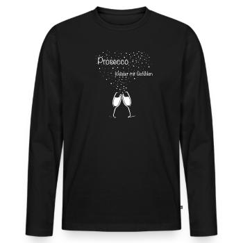 Prosecco – Wasser mit Emotion – Sekt in Sektgläser - Männer Premium Bio Langarmshirt - Schwarz - Vorne - Nico (187cm)