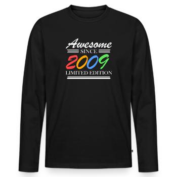 2009 - Jahrgang 2009 - Fantastisch seit 2009 - Männer Premium Bio Langarmshirt - Schwarz - Vorne - Nico (187cm)