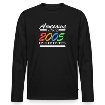 2005 - Jahrgang 2005 - Fantastisch seit 2005 - Männer Premium Bio Langarmshirt - Schwarz - Vorne - Nico (187cm)