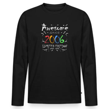 2006 - Jahrgang 2006 - Fantastisch seit 2006 - Männer Premium Bio Langarmshirt - Schwarz - Vorne - Nico (187cm)