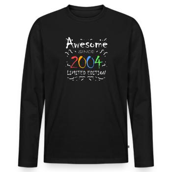 2004 - Jahrgang 2004 - Fantastisch seit 2004 - Männer Premium Bio Langarmshirt - Schwarz - Vorne - Nico (187cm)