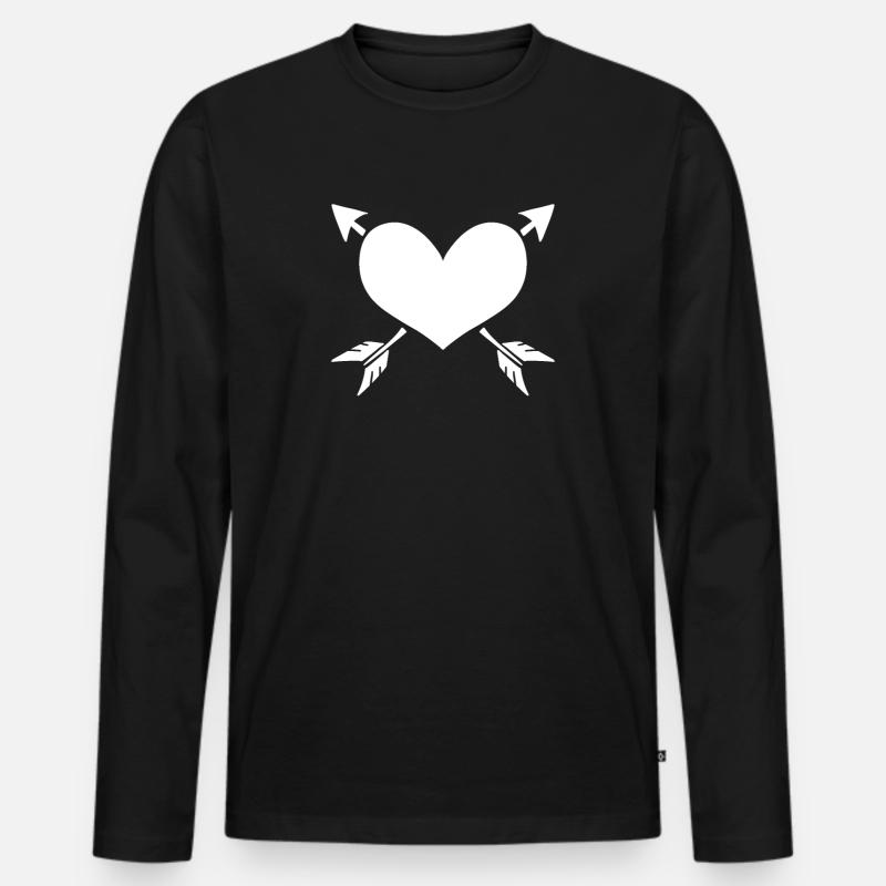 Herz Pfeil - Männer Premium Bio Langarmshirt - Schwarz