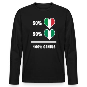 Brillant Italie et Nigeria / Cadeau - T-shirt manches longues Premium bio Homme - noir - Devant - Nico (187cm)