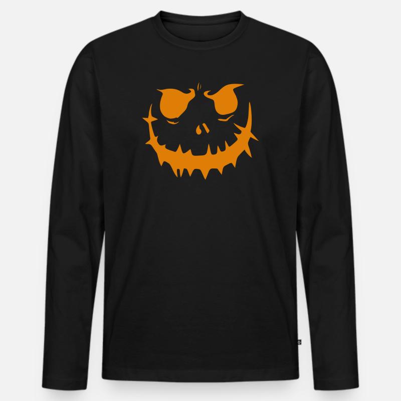 Kürbisfratze 2 - Männer Premium Bio Langarmshirt - Schwarz
