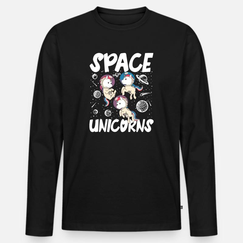 Space unicorns - Männer Premium Bio Langarmshirt - Schwarz