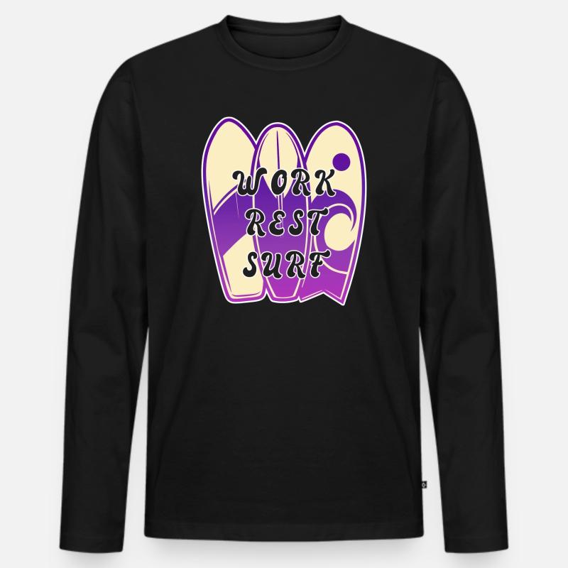 Surfing Spruch Design - Männer Premium Bio Langarmshirt - Schwarz