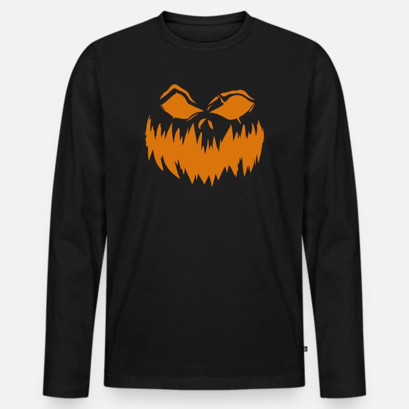 Kürbisfratze 3 - Männer Premium Bio Langarmshirt - Schwarz
