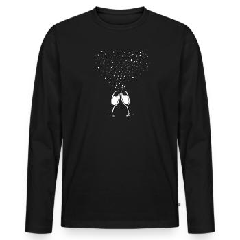 Sparkling Prosecco - Sparkling wine - Motif to toast - Men's Premium Organic Long Sleeve Shirt - black - Front - Nico (187cm)