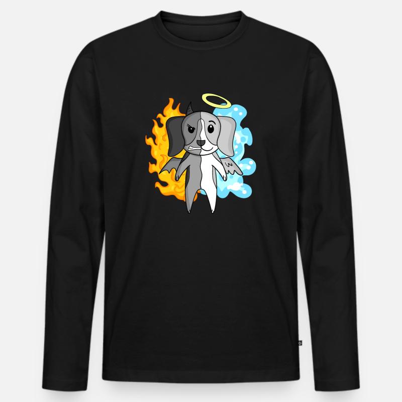 Hund Beagle - Engel und Teufel - Männer Premium Bio Langarmshirt - Schwarz