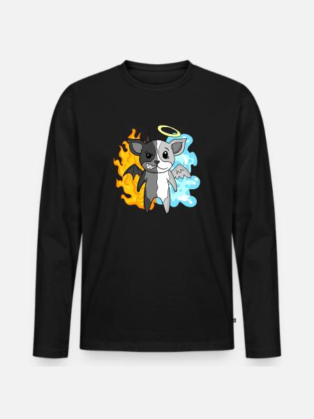 Dog Terrier - Angel and Devil - Men's Premium Organic Long Sleeve Shirt - black