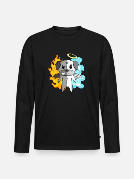 Dog Pug - Angel and Devil - Men's Premium Organic Long Sleeve Shirt - black