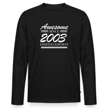 2003 - Jahrgang 2003 - Fantastisch seit 2003 - Männer Premium Bio Langarmshirt - Schwarz - Vorne - Nico (187cm)