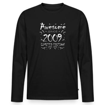 2009 - Jahrgang 2009 - Fantastisch seit 2009 - Männer Premium Bio Langarmshirt - Schwarz - Vorne - Nico (187cm)