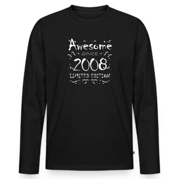 2008 - Jahrgang 2008 - Fantastisch seit 2008 - Männer Premium Bio Langarmshirt - Schwarz - Vorne - Nico (187cm)