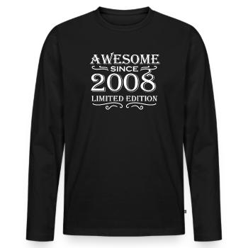 2008 - Jahrgang 2008 - Männer Premium Bio Langarmshirt - Schwarz - Vorne - Nico (187cm)