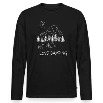 Nachtliches Camping im Bergwald - Männer Premium Bio Langarmshirt - Schwarz - Vorne - Nico (187cm)