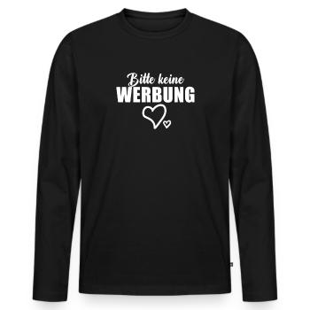Bitte keine Werbung - Männer Premium Bio Langarmshirt - Schwarz - Vorne - Nico (187cm)
