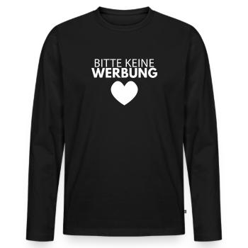 Bitte keine Werbung - Männer Premium Bio Langarmshirt - Schwarz - Vorne - Nico (187cm)