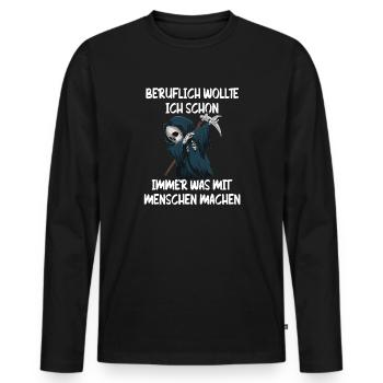 Sensenmann Berufswunsch Mit Menschen - Männer Premium Bio Langarmshirt - Schwarz - Vorne - Nico (187cm)