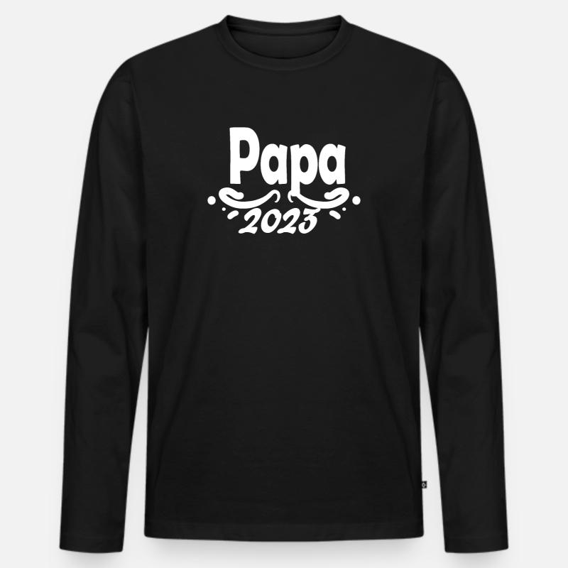 Papa 2023 - Männer Premium Bio Langarmshirt - Schwarz