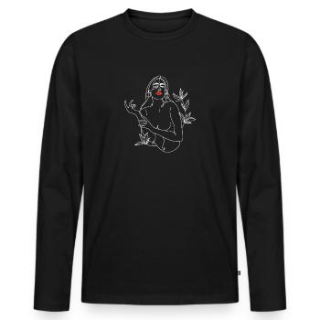 Line Art illustration. Woman in black and white - Men's Premium Organic Long Sleeve Shirt - black - Front - Nico (187cm)