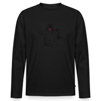 Line Art illustration. Woman in black and white - Men's Premium Organic Long Sleeve Shirt - black - Front - Nico (187cm)